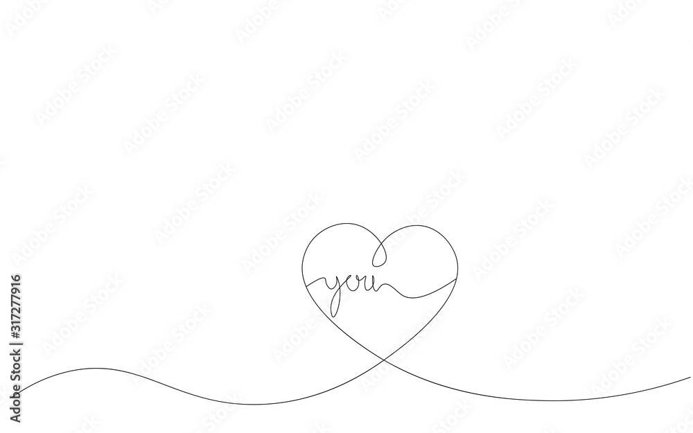 Heart background with text word you love vector illustration