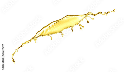 Splash of natural cooking oil on white background