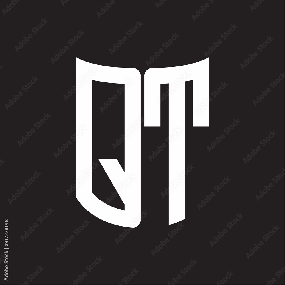 QT Logo monogram with ribbon style design template on black background QT Logo monogram with ribbon style design template on black background