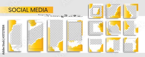 Editable social media post template. instagram story collections and post frame. Collage. Giveaway. layout. Mock up for marketing promotion. cover. banner. Social networking background. square puzzle.