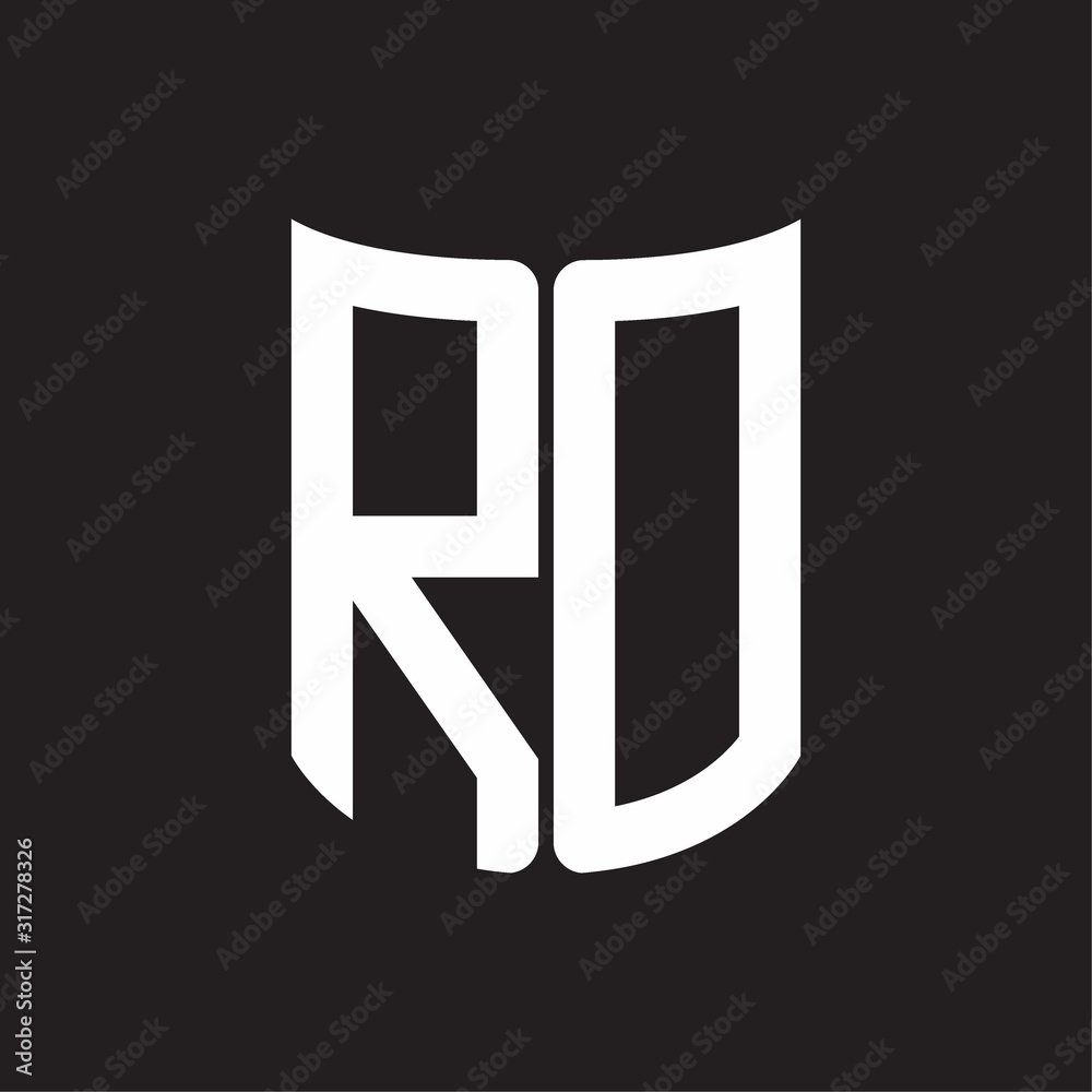 RD Logo monogram with ribbon style design template on black background RD Logo monogram with ribbon style design template on black background