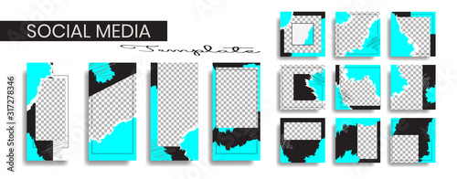 Editable social media post template. instagram story collections and post frame. Collage. Giveaway. layout. Mock up for marketing promotion. cover. banner. Social networking background. square puzzle.