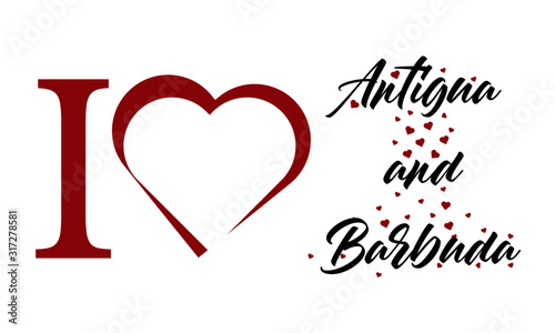 I Love Antigua and Barbuda Vector Illustration Background Image