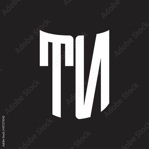 TN Logo monogram with ribbon style design template on black background