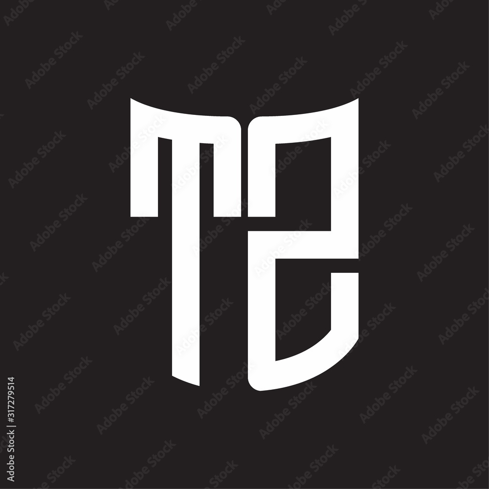 TZ Logo monogram with ribbon style design template on black background TZ Logo monogram with ribbon style design template on black background
