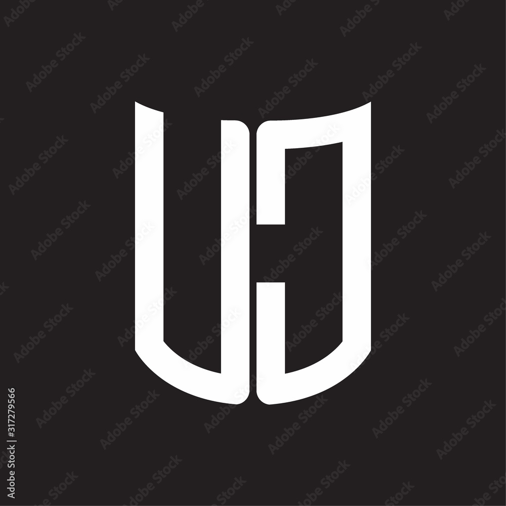 UC Logo monogram with ribbon style design template on black background UC Logo monogram with ribbon style design template on black background