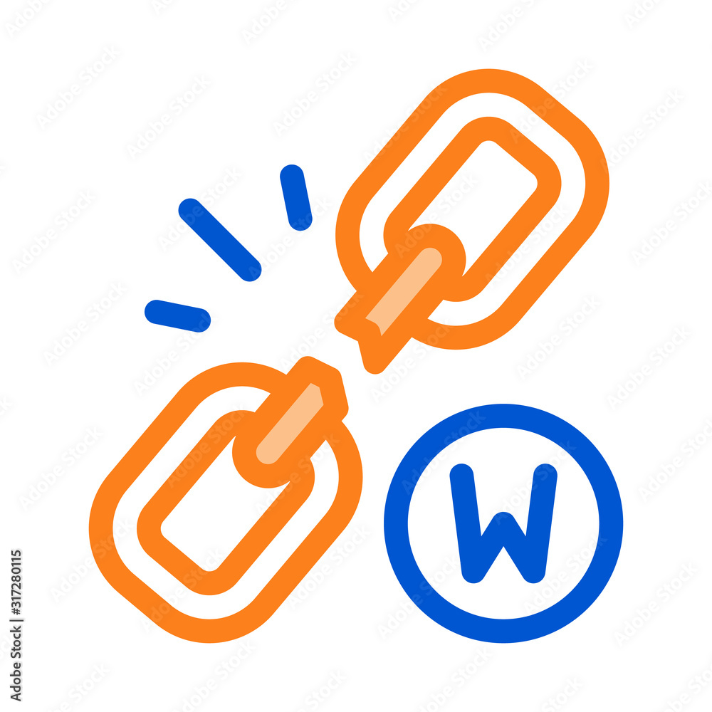 Broken Chain Icon Vector. Outline Broken Chain Sign. Isolated Contour Symbol Illustration Broken Chain Icon Vector. Outline Broken Chain Sign. Isolated Contour Symbol Illustration