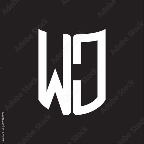 WC Logo monogram with ribbon style design template on black background