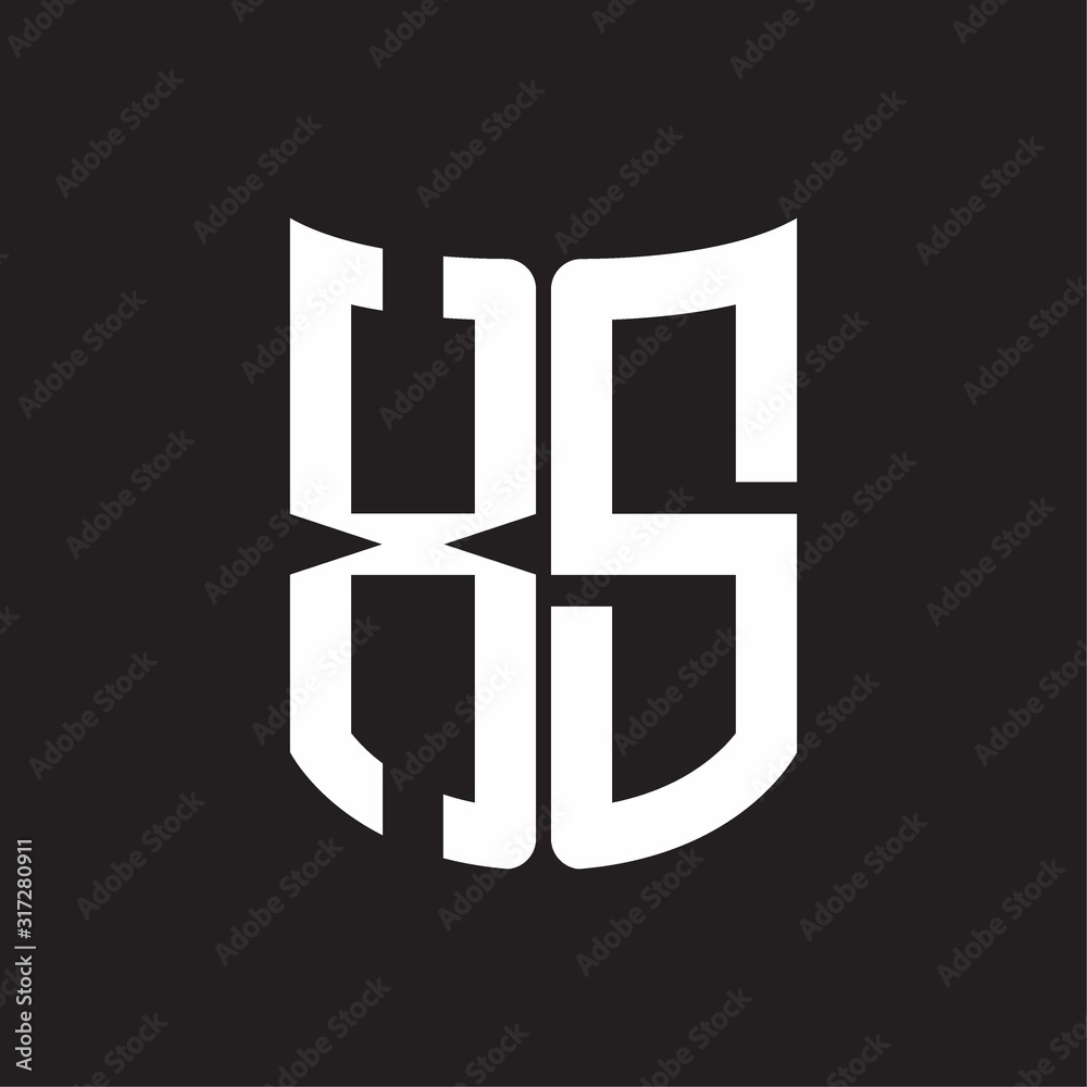 XS Logo monogram with ribbon style design template on black background