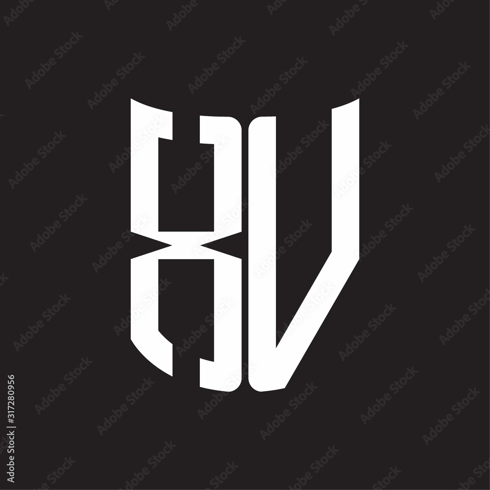 XV Logo monogram with ribbon style design template on black background XV Logo monogram with ribbon style design template on black background