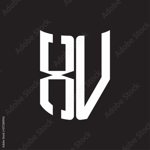 XV Logo monogram with ribbon style design template on black background