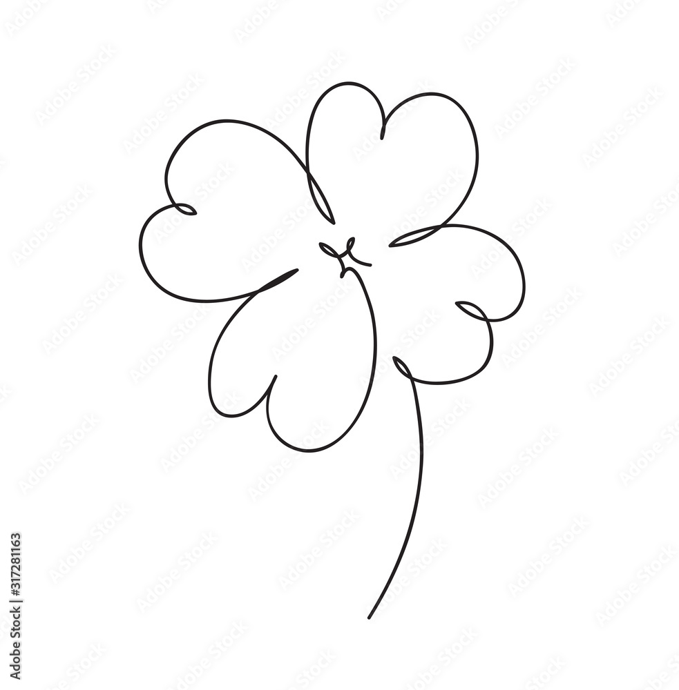 Saint patrick clover leaf, Continuous line art vector illustration ...