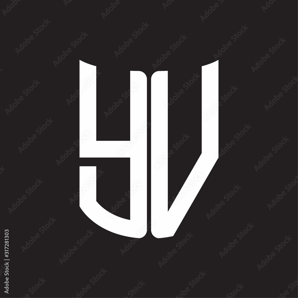 YV Logo monogram with ribbon style design template on black background YV Logo monogram with ribbon style design template on black background