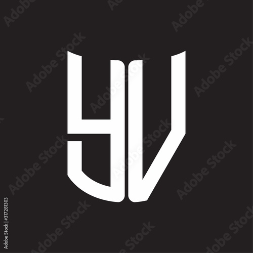 YV Logo monogram with ribbon style design template on black background