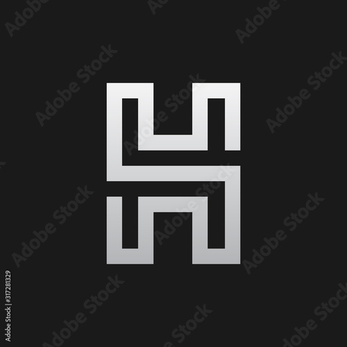 H letter liner logo design 