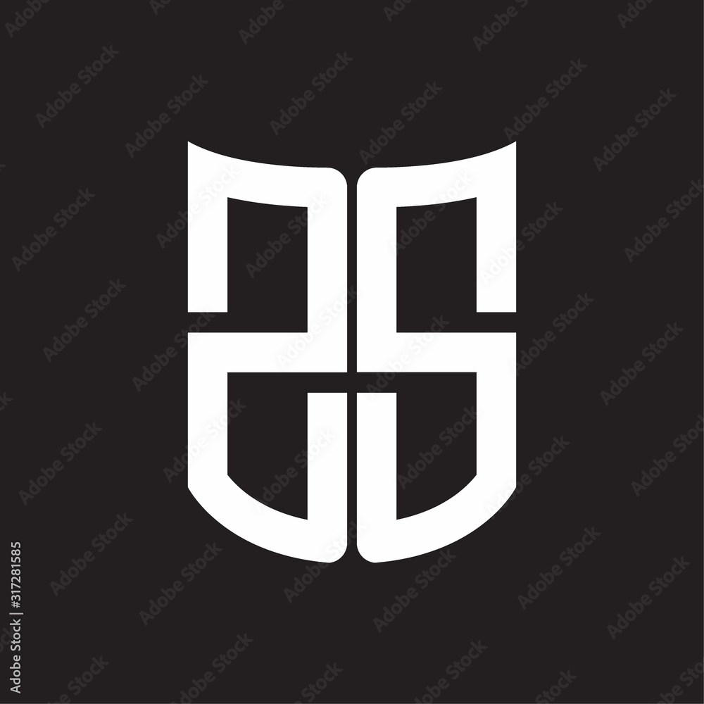 ZS Logo monogram with ribbon style design template on black background