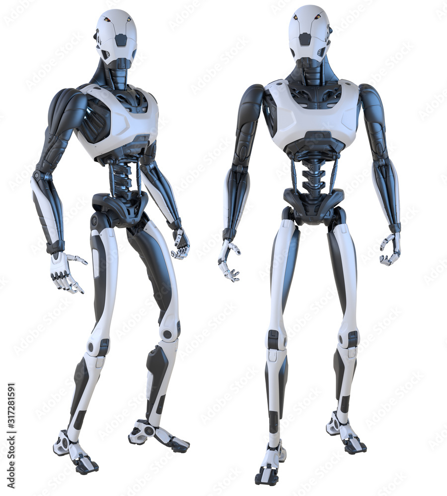 Robot android isolated on white Illustration Stock | Adobe Stock