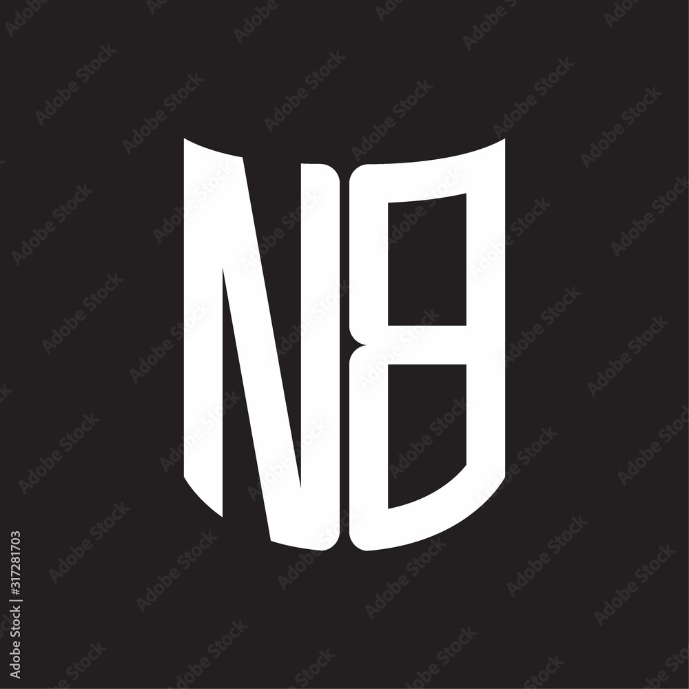 NB Logo monogram with ribbon style design template on black background NB Logo monogram with ribbon style design template on black background