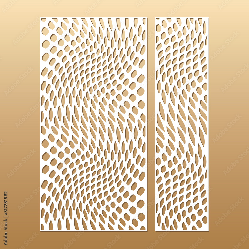 Laser cut vector panels (ratio 1:2, 1:4). Cutout silhouette curved snake  skin (like optical effect). The set is suitable for engraving, laser cutting  wood, metal. Stock Vector | Adobe Stock