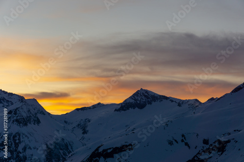 sunset in mountains