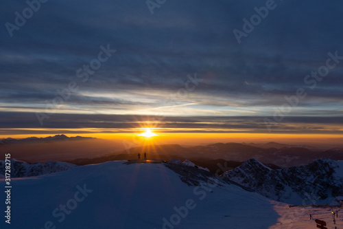 sunset over mountains