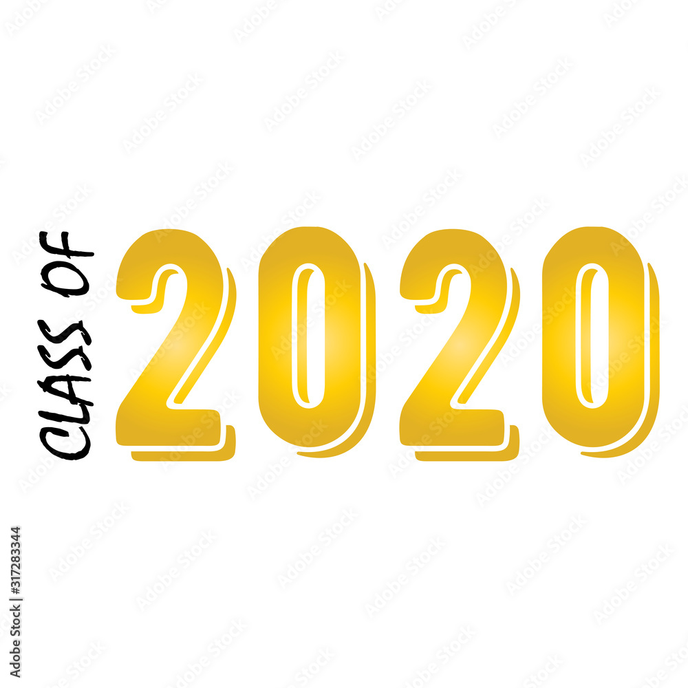 Class of 2020. Stylish graduate design for printing on t-shirts, robes. Illustration of College, school graduation logo for holiday event or party. A graduate of the senior 2020 written gradient gold. Class of 2020. Stylish graduate design for printing on t-shirts, robes. Illustration of College, school graduation logo for holiday event or party. A graduate of the senior 2020 written gradient gold.