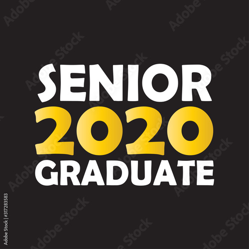 Class of 2020. Stylish graduate design for printing on t-shirts. Vector illustration of College, school graduation logo for holiday event or party. A graduate of the senior 2020 written gradient gold.