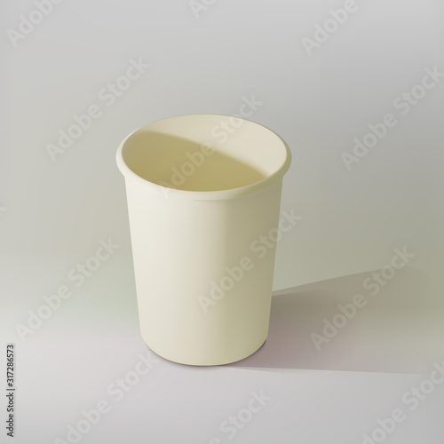 Paper realistic tea cup. Mockup isometric coffee mugs. Disposable glass for drinks. Template for products, web banners and leaflets. Vector illustration