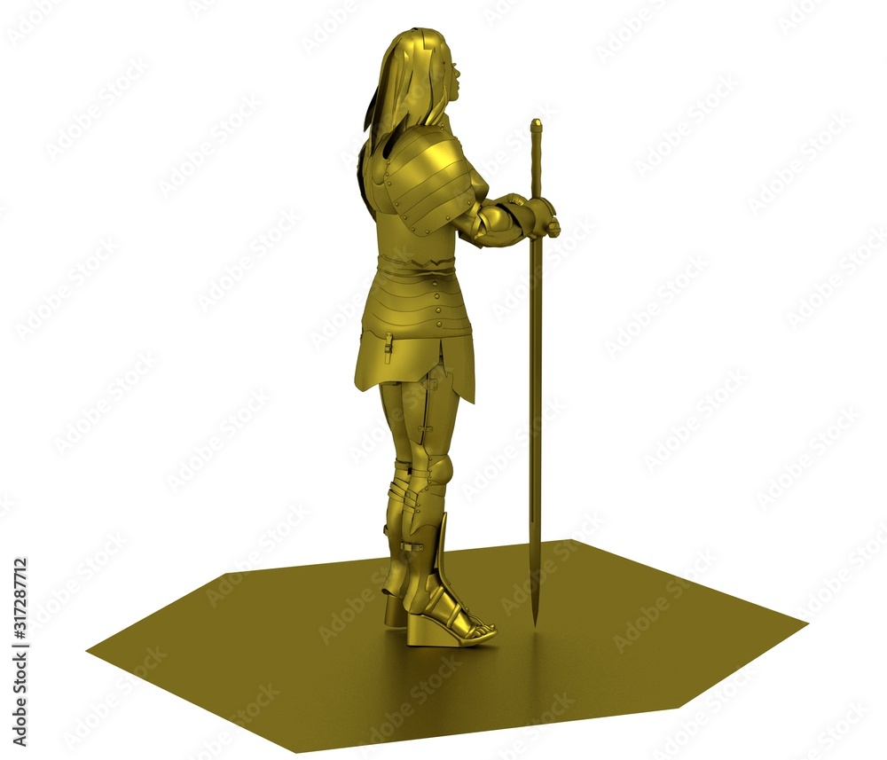 warrior woman character, 3D rendering, illustration warrior woman character, 3D rendering, illustration