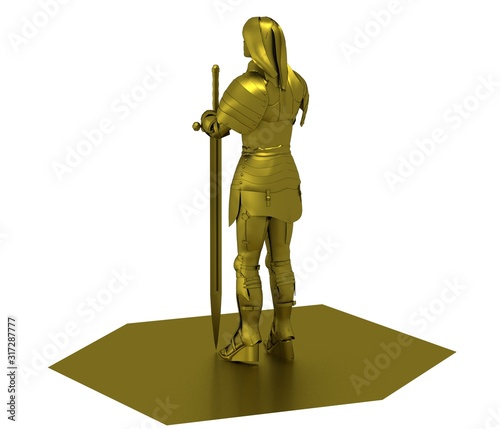 warrior woman character, 3D rendering, illustration