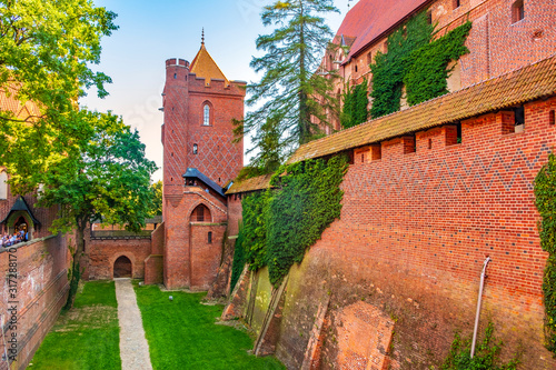 High Castle fortress defense walls and fortifications of the Medieval Teutonic Order Castle in Malbork, Poland photo