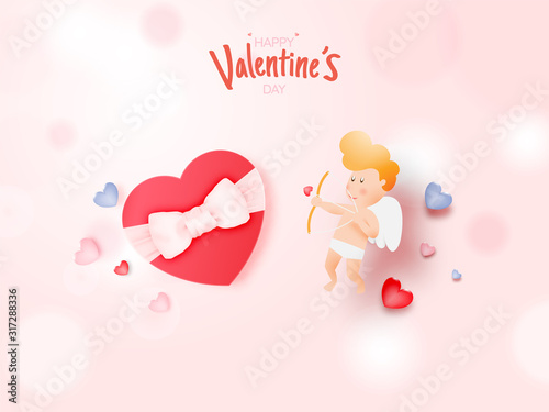 Copid falling in love with a lot of heart