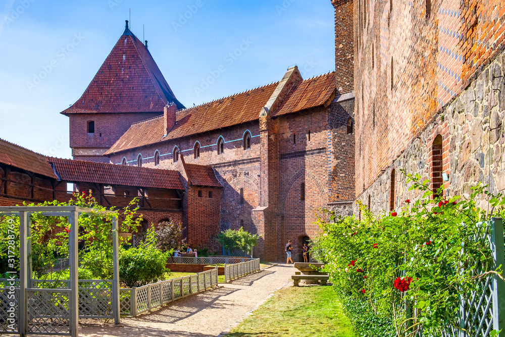 Monumental gothic defence architecture of the High Castle part of the medieval Teutonic Order Castle in Malbork, Poland