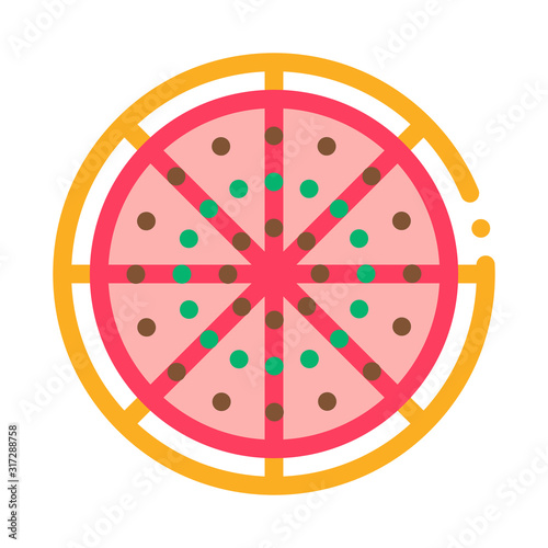 Cut Pizza Icon Vector. Outline Cut Pizza Sign. Isolated Contour Symbol Illustration