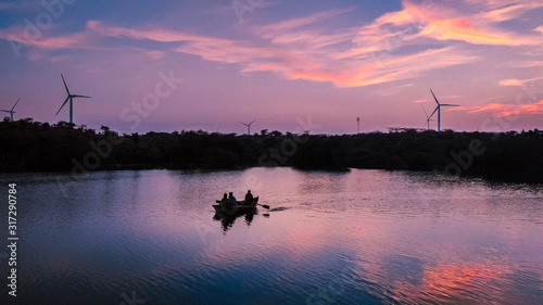 Boat in the lake water at Vadsar in Wankaner, Gujarat, India photo