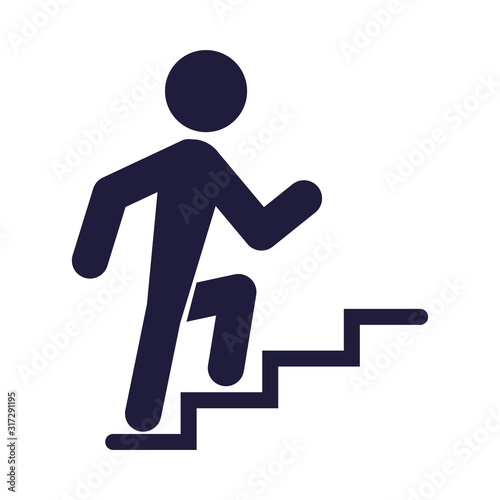 silhouette human climbing stairs signal airport icon
