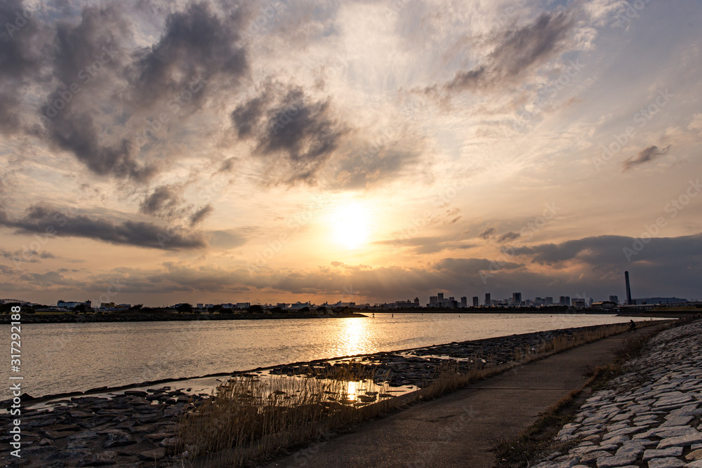 夕景の水辺