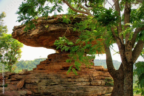 View of umbrella stone in Ghana, Eastern Region, near Koforidua photo