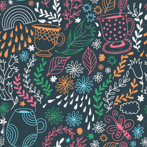 Seamless floral pattern, vector flower background