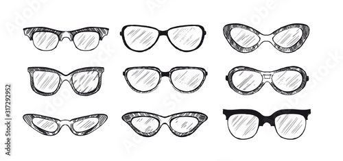 Sunglasses vector. Hand drawn illustration