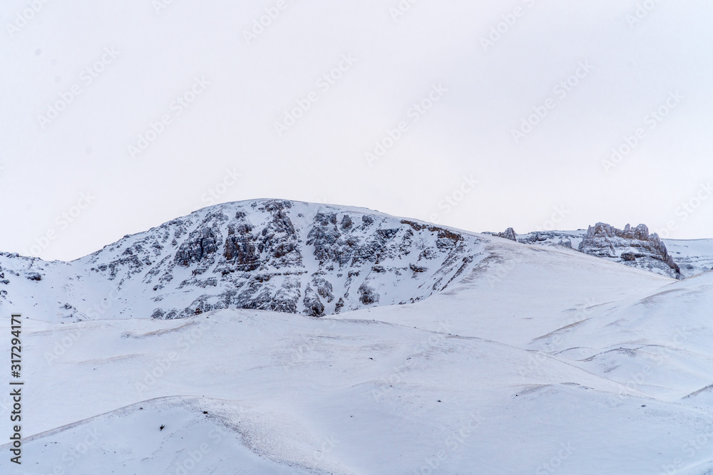 snowy mountain landscape in winter