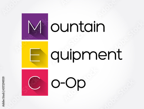 MEC - Mountain Equipment Co-Op acronym, concept background
