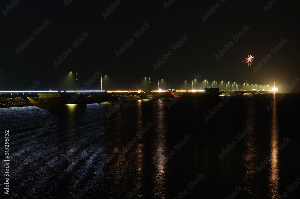 Coastal is a meeting area between land and sea at night which is quiet when sea water starts to tide Coastal is a meeting area between land and sea at night which is quiet when sea water starts to tide