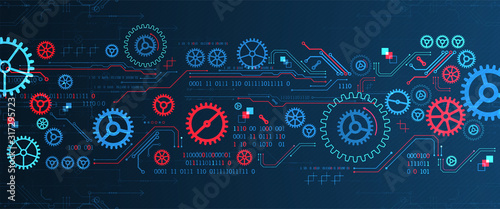Abstract technology concept. Background with various cogwheels. Vector illustration.