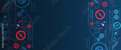 Abstract technology concept. Background with various cogwheels. Vector illustration.