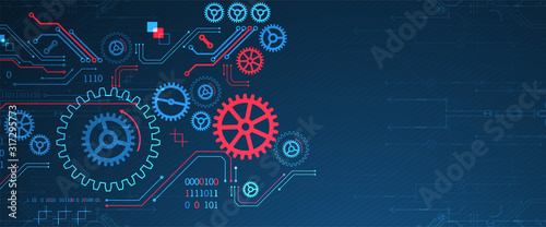 Abstract technology concept. Background with various cogwheels. Vector illustration.