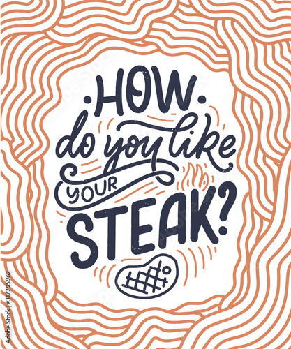 Bbq fun slogan, great design for any purposes. Lettering for family dinner design. Funny print, poster and banner with phraase about barbeque. Summer card. Vector
