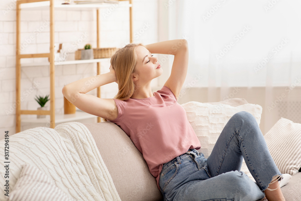 Carefree pretty girl enjoying her day off at home Carefree pretty girl enjoying her day off at home