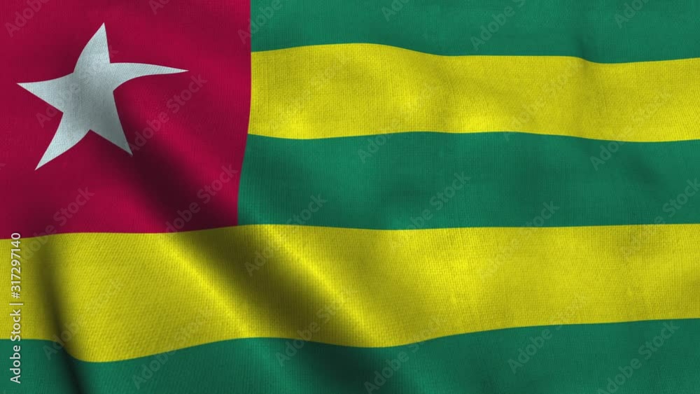 Togo flag waving in the wind. National flag of Togo Togolese Republic Togo flag waving in the wind. National flag of Togo Togolese Republic