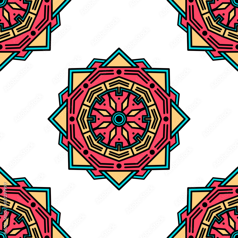 Mandala seamless pattern. Islam, Arabic, Pakistan, Moroccan, Turkish, Indian, Spain motifs